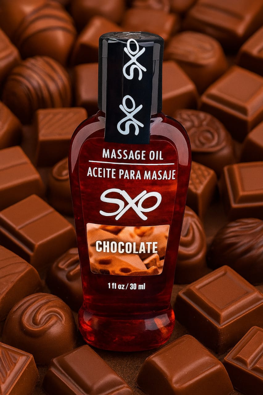 Aceite para masaje termico y comestible sabor chocolate