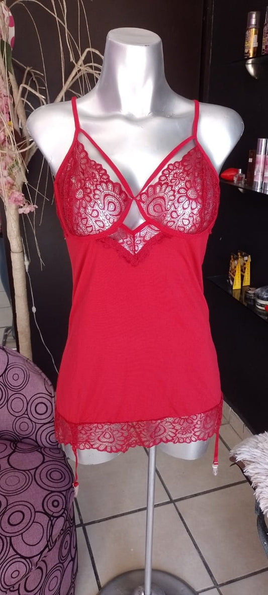 baby doll color vino con liguero