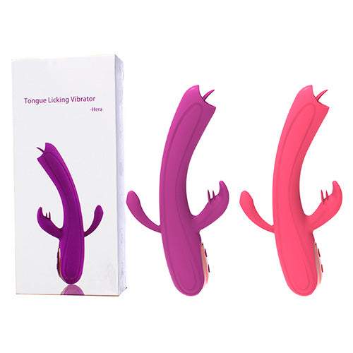 Triple Vibrador sexual Clítoris, Anal y punto G tongue licking