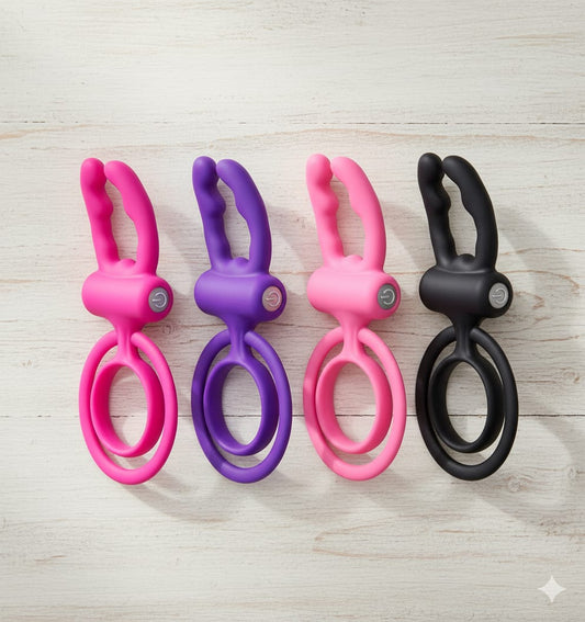 anillo vibrador  con estimulación de clitoris y levantamiento de testiculos