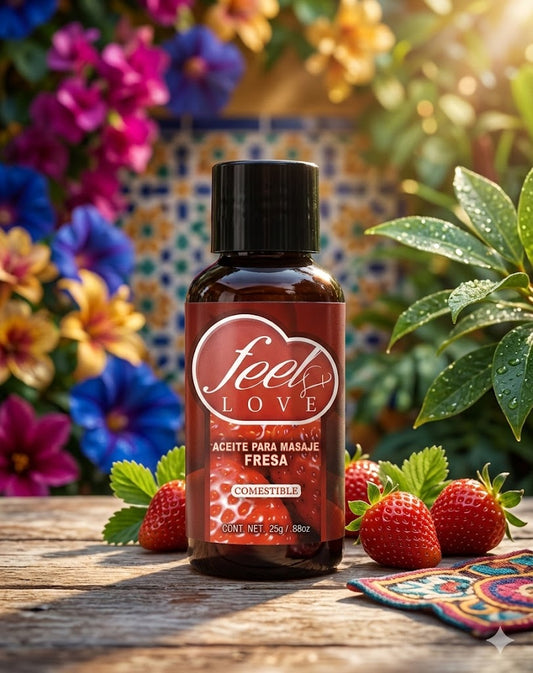 Aceite para masaje termico y comestible sabor fresa