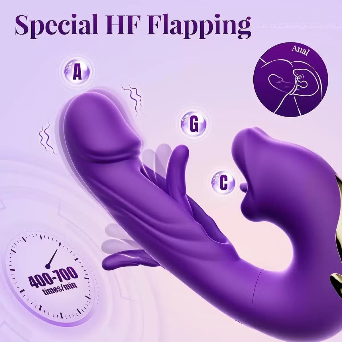 Vibrador de Punto G Tres en Uno para Mujeres con Dildo de Boca y Lengua